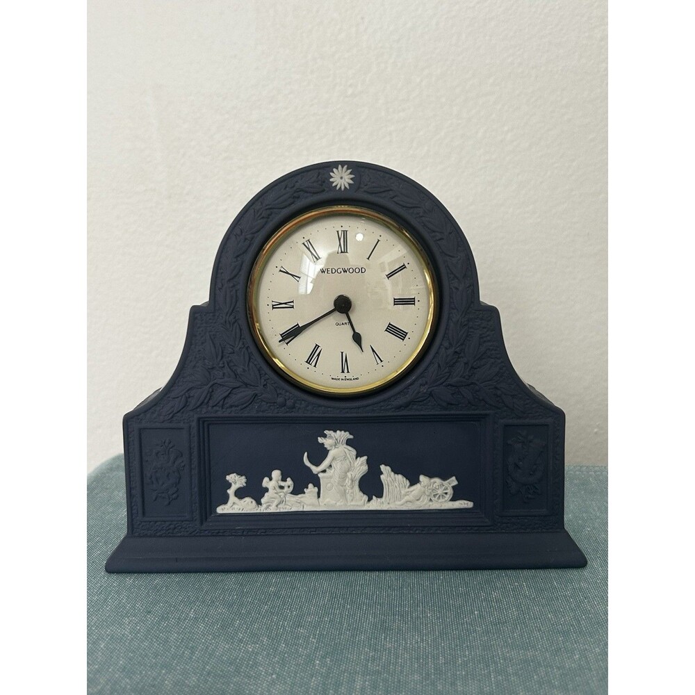 Wedgwood Blue Jasperware Desk/Shelf Clock Signed by Lord Wedgwood